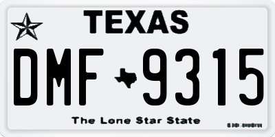 TX license plate DMF9315