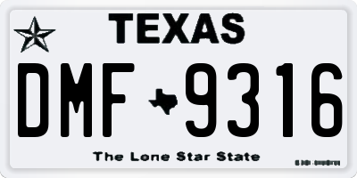 TX license plate DMF9316