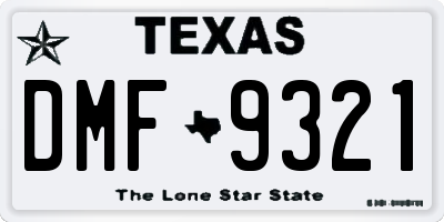TX license plate DMF9321