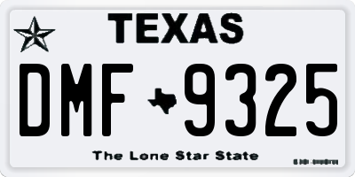 TX license plate DMF9325