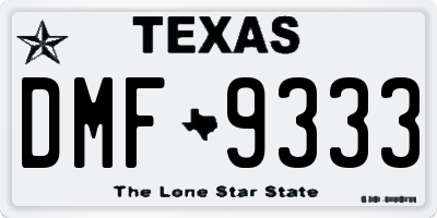 TX license plate DMF9333