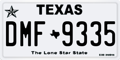 TX license plate DMF9335