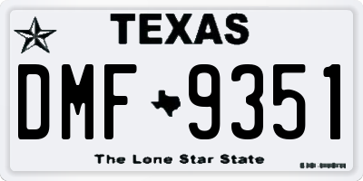 TX license plate DMF9351