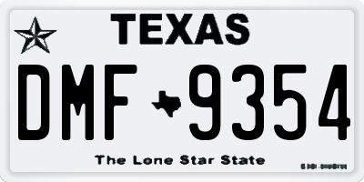 TX license plate DMF9354