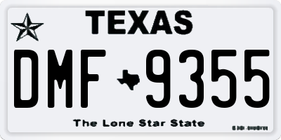 TX license plate DMF9355