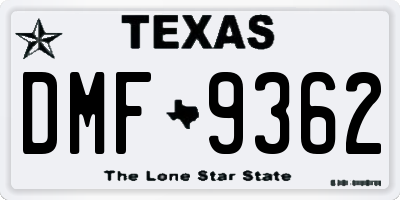 TX license plate DMF9362