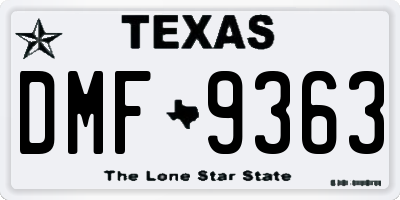TX license plate DMF9363