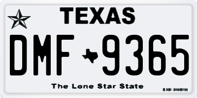 TX license plate DMF9365