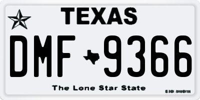 TX license plate DMF9366
