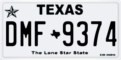 TX license plate DMF9374