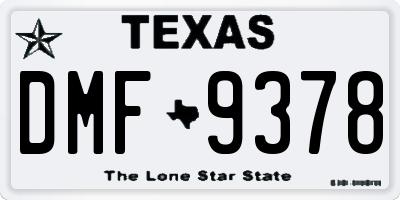 TX license plate DMF9378