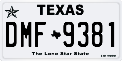 TX license plate DMF9381