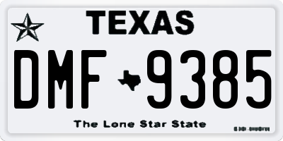 TX license plate DMF9385