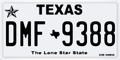 TX license plate DMF9388