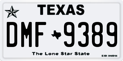 TX license plate DMF9389