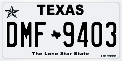 TX license plate DMF9403