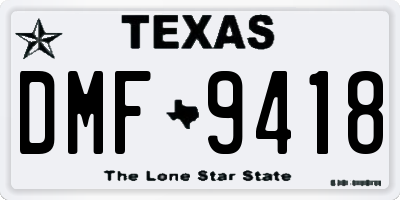 TX license plate DMF9418