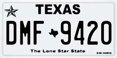 TX license plate DMF9420
