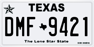 TX license plate DMF9421
