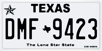 TX license plate DMF9423