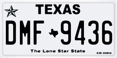 TX license plate DMF9436