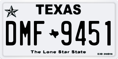 TX license plate DMF9451