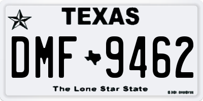 TX license plate DMF9462