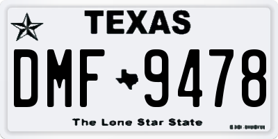 TX license plate DMF9478