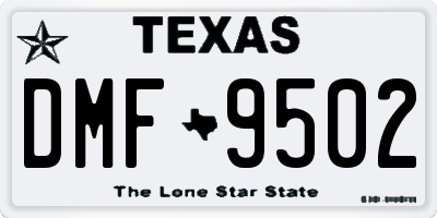 TX license plate DMF9502
