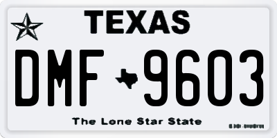 TX license plate DMF9603