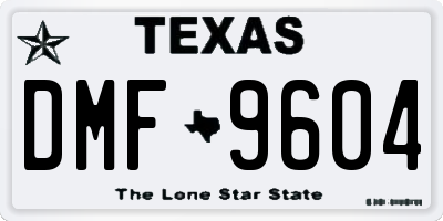 TX license plate DMF9604