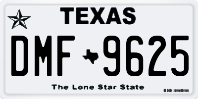 TX license plate DMF9625