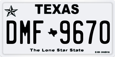 TX license plate DMF9670