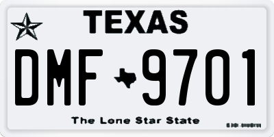 TX license plate DMF9701
