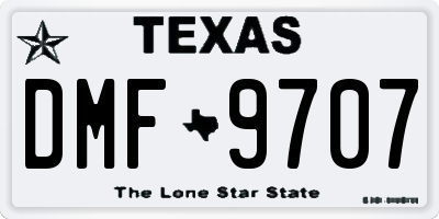 TX license plate DMF9707