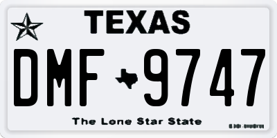 TX license plate DMF9747