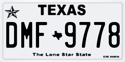TX license plate DMF9778