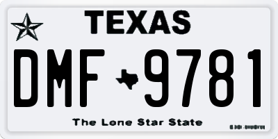 TX license plate DMF9781