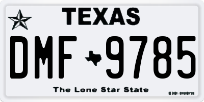 TX license plate DMF9785
