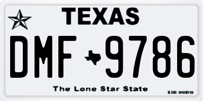 TX license plate DMF9786