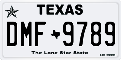 TX license plate DMF9789
