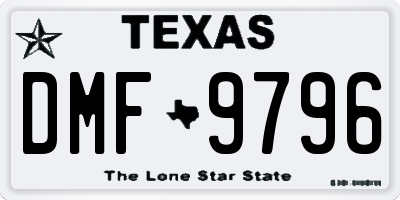 TX license plate DMF9796