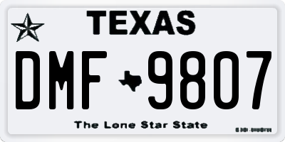 TX license plate DMF9807