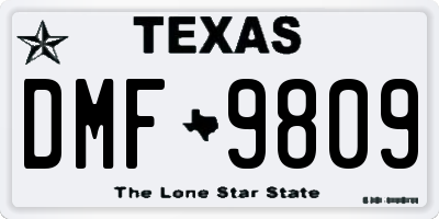 TX license plate DMF9809