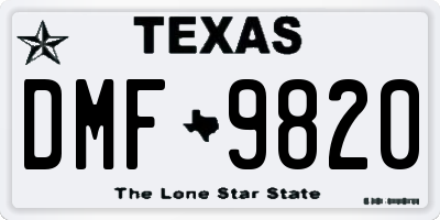 TX license plate DMF9820