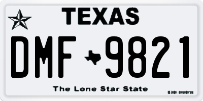 TX license plate DMF9821