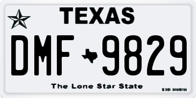 TX license plate DMF9829