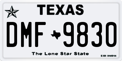 TX license plate DMF9830