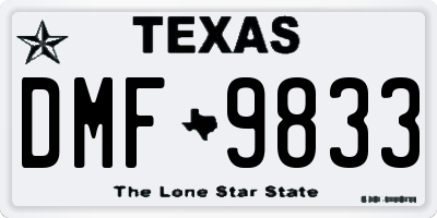 TX license plate DMF9833