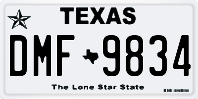 TX license plate DMF9834